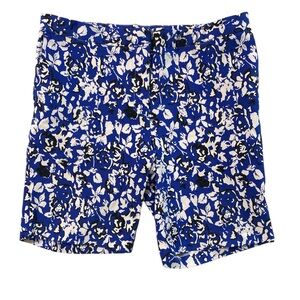 Mario Serrani Italy Women's Blue & White Floral Comfort Bermuda Shorts Size 12